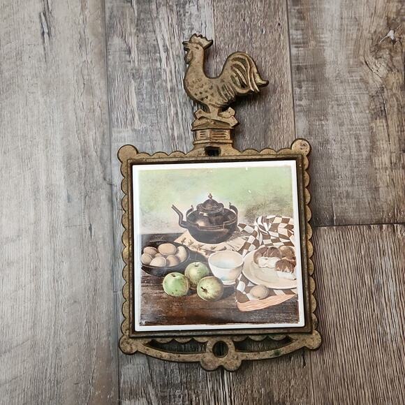 Vintage Wall Decor Spoon Holder/Tray Made In Japan Rooster Kitchen Scenery - Picture 2 of 8